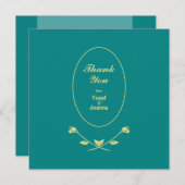 ティール（緑がかった色）結婚バラ サンキューカード (正面/裏面)