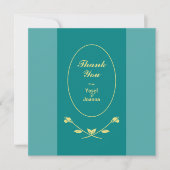 ティール(緑がかった色)結婚バラ サンキューカード (正面)