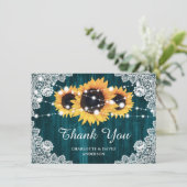 ティール（緑がかった色）結婚ヒマワリサンキューカード サンキューカード (スタンド正面)