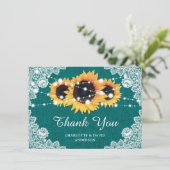 ティール(緑がかった色)結婚ヒマワリサンキューカード サンキューカード (スタンド正面)