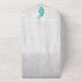 ティール(緑がかった色)結婚ピーコックの全招待状 オールインワン招待状 (外側)