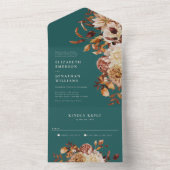 ティール(緑がかった色)結婚フローラの全招待状 オールインワン招待状 (内側)