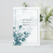 ティール（緑がかった色）結婚ブーケ招待状 招待状 (スタンド正面)