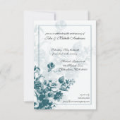 ティール（緑がかった色）結婚ブーケ招待状 招待状 (裏面)