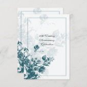 ティール（緑がかった色）結婚ブーケ招待状 招待状 (正面/裏面)