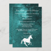 ティール（緑がかった色）結婚ユニコーンリハーサル招待状 招待状 (正面/裏面)