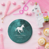 ティール（緑がかった色）結婚ユニコーン紙プレート ペーパープレート (パーティー)