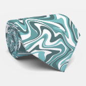 ティール（緑がかった色）結婚大理石 ネクタイ (ロール)
