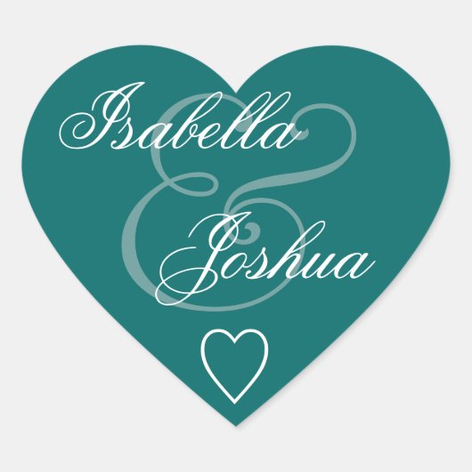 ティール(緑がかった色)結婚封筒用シールハートV15 ハートシール (正面)