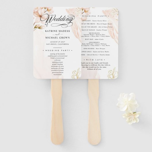 ティール（緑がかった色）結婚式 プログラムハンドファン ハンドファン (正面&裏面)