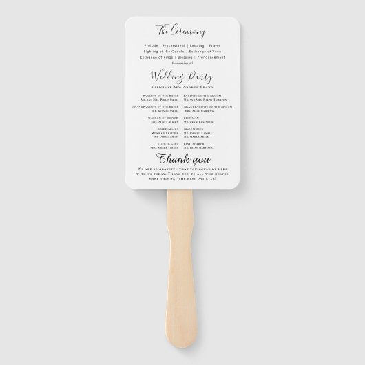 ティール(緑がかった色)結婚式 プログラムハンドファン ハンドファン (裏面)