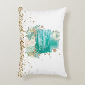 ティール(緑がかった色)結婚白金フェイク名前をカスタムする アクセントクッション (正面(垂直))