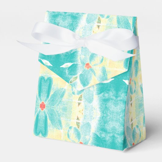 ティール（緑がかった色）結婚花 フェイバーボックス (正面サイド)