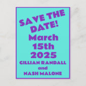 ティール（緑がかった色）結婚製紫 ポストカード (正面)