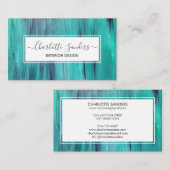 ティール(緑がかった色)絵を描およびホワイト名刺 名刺 (正面/裏面)