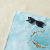 ティール（緑がかった色）絵を描とグリッターのパタパーソナライズされたーン ビーチタオル (インサイチュ)