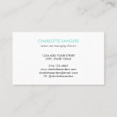 ティール（緑がかった色）絵を描エレガントチョーク名刺 名刺 (裏面)