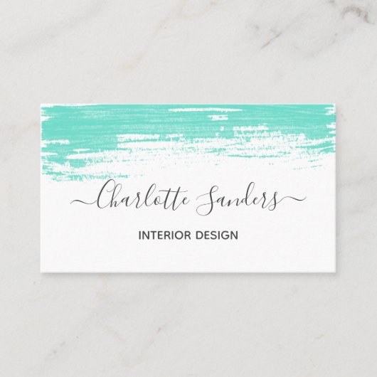 ティール（緑がかった色）絵を描エレガントチョーク名刺 名刺 (正面)
