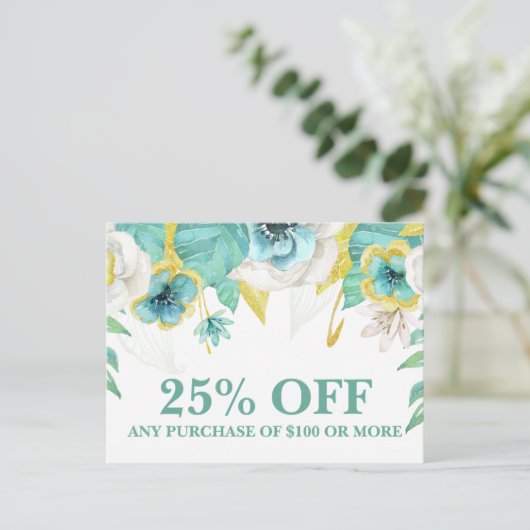 ティール（緑がかった色）絵を描フローラマーケティングプロモーション販売ポスト ポストカード (スタンド正面)