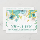 ティール(緑がかった色)絵を描フローラマーケティングプロモーション販売ポスト ポストカード (正面/裏面)