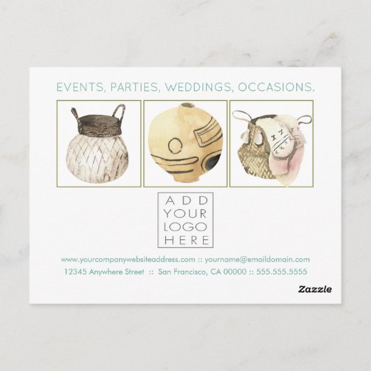 ティール（緑がかった色）絵を描フローラマーケティングプロモーション販売 ポストカード (裏面)