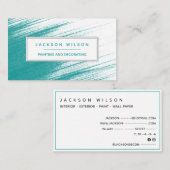 ティール(緑がかった色)絵を描ブルー絵を描ストリーク飾と 名刺 (正面/裏面)