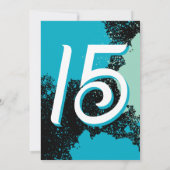 ティール（緑がかった色）絵を描（ばちゃばちゃ）跳ねる写真15th誕生日招待状 招待状 (裏面)