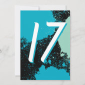 ティール（緑がかった色）絵を描（ばちゃばちゃ）跳ねる写真17番目の誕生日招待状 招待状 (裏面)