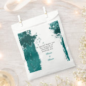 ティール(緑がかった色)絵を描(ばちゃばちゃ)跳ねる-結婚式の引き出物バッグ フェイバーバッグ (クリップ留めされた状態)