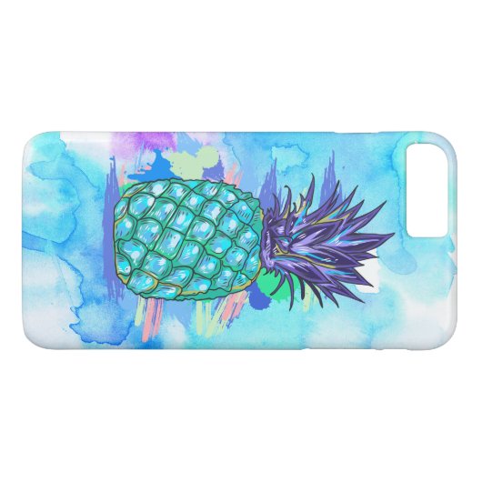 ティール(緑がかった色) – 緑と紫の後置パイナップル Case-Mate iPhoneケース (裏面(横))