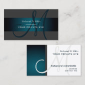 ティール(緑がかった色)緑のモノグラム/日の背景色 名刺 (正面/裏面)