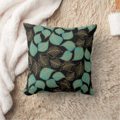 ティール（緑がかった色）緑の金ゴールド離れのブラッドのパターン クッション (ブランケット)