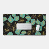 ティール(緑がかった色)緑の金ゴールド離れのブラッドのパターン デスクマット (キーボード&マウス)