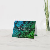 ティール（緑がかった色）緑熱帯ヤシの葉書 サンキューカード (正面)