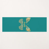 ティール（緑がかった色）緑色金ゴールド蝶の名前 ヨガマット (正面(横))