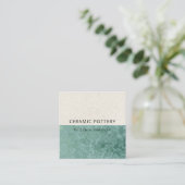 ティール（緑がかった色）緑陶磁器釉斑状組織 スクエア名刺 (スタンド正面)