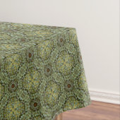 ティール(緑がかった色)、緑、金ゴールドヴィンテージの編み模様 テーブルクロス (インサイチュ)