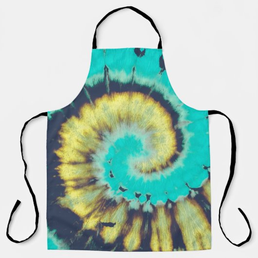 ティール(緑がかった色)緩和曲線抽象芸術。Tye Dime Shirt Circle。グランジ エプロン (正面)