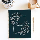 ティール(緑がかった色)縁どフローラ2025名前をカスタムする プランナー手帳
