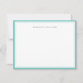 ティール（緑がかった色）縁どメパーソナライズされたントカード ノートカード (正面)