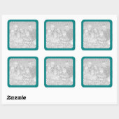 ティール（緑がかった色）縁ど写真シール スクエアシール (シート)