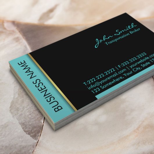 ティール（緑がかった色）縁ど輸送ブローカーの名刺 名刺