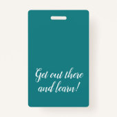 ティール（緑がかった色）縦型ストライプホームスクール学生IDバッジ バッジ (裏面)