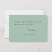 ティール(緑がかった色)羽ドリームキャッチャー花嫁 招待状 (裏面)