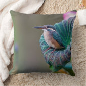 ティール(緑がかった色)羽ワイルドライフバード写真 クッション (ブランケット)