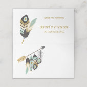 ティール(緑がかった色)羽結婚矢 プレイスカード (外部開封)