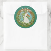 ティール(緑がかった色)背景を持つ春リースのMadeline ラウンドシール (バッグ)