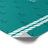 ティール（緑がかった色）航海のいかり結婚の座席表 ポスター (角)