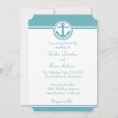 ティール(緑がかった色)航海のいかり結婚式招待状 招待状 (正面)