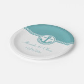 ティール（緑がかった色）航海のいかり ペーパープレート (アングル)